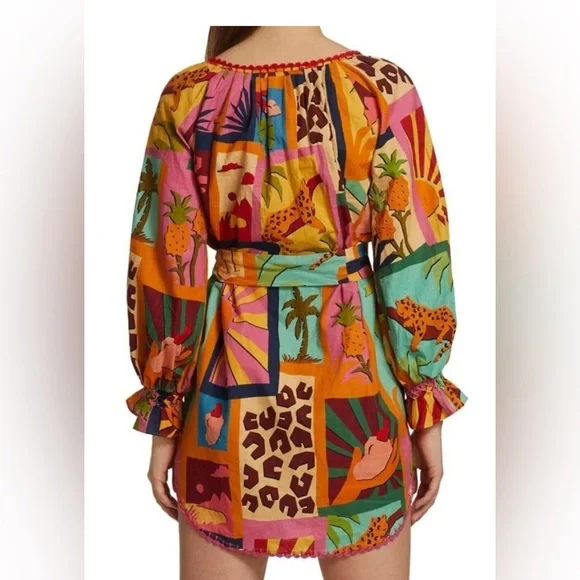 FARM RIO V-Neck Belted Mini Dress - Picture 3 of 6